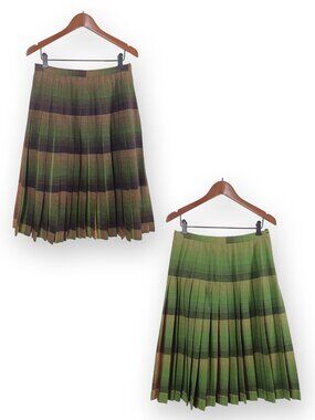 In’n Outer Vintage Reversible Wool Pleated Midi Skirt Size M